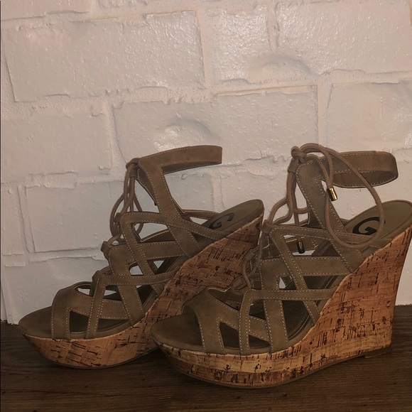 Guess Shoes - Guess “Dritta” Lace-Up Wedge Sandal